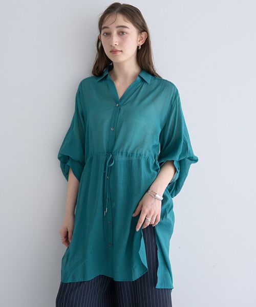 イェッカ ヴェッカ YECCA VECCA シアー2way袖バルーンチュニック （ブラック） セール】シアー2way袖バルーンチュニック（シャツ/ブラウス