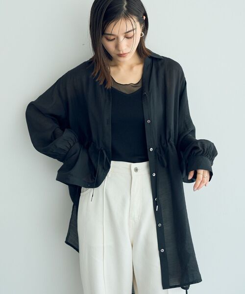 イェッカ ヴェッカ YECCA VECCA シアー2way袖バルーンチュニック （ブラック） シアー2way袖バルーンチュニック/YECCA VECCA（イェッカ