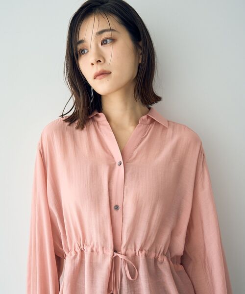 YECCA VECCA(イェッカヴェッカ)の「シアー2way袖バルーンチュニック(シャツ/ブラウス・レディース・ピンク/ベージュ/ブラック/ブルーグリーン/ダークベージュ/オレンジ・FREE)」の10枚目の写真