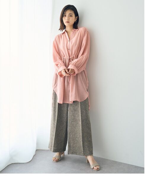 YECCA VECCA(イェッカヴェッカ)の「シアー2way袖バルーンチュニック(シャツ/ブラウス・レディース・ピンク/ベージュ/ブラック/ブルーグリーン/ダークベージュ/オレンジ・FREE)」の16枚目の写真