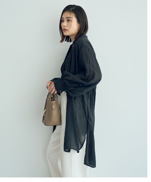 YECCA VECCA(イェッカヴェッカ)の「シアー2way袖バルーンチュニック(シャツ/ブラウス・レディース・ピンク/ベージュ/ブラック/ブルーグリーン/ダークベージュ/オレンジ・FREE)」の10枚目の写真