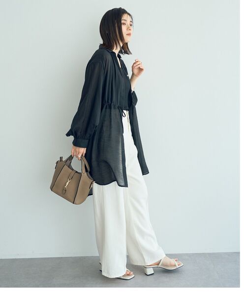 YECCA VECCA(イェッカヴェッカ)の「シアー2way袖バルーンチュニック(シャツ/ブラウス・レディース・ピンク/ベージュ/ブラック/ブルーグリーン/ダークベージュ/オレンジ・FREE)」の14枚目の写真