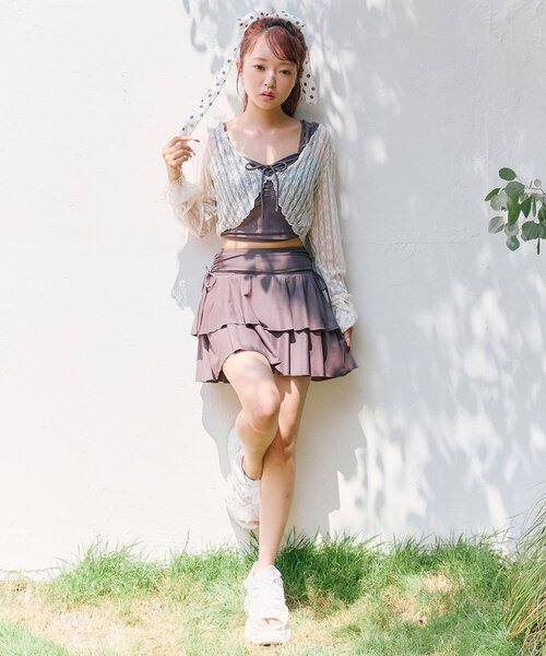 OLIVE des OLIVE レース 織付リボン swim wear OLIVE des 水着 レース羽織付リボンswim wear レディース