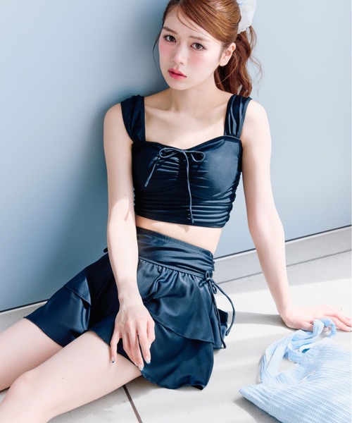 OLIVE des OLIVE レース 織付リボン swim wear OLIVE des 水着 レース羽織付リボンswim wear レディース