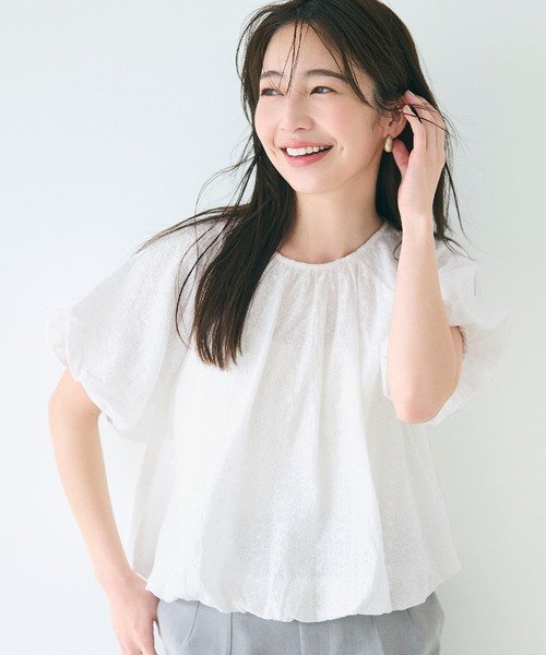 coca(coca)(コカ)の「フラワー柄レースブラウス(シャツ/ブラウス・レディース・ブラック/ホワイト・S/M/L)」の3枚目の写真