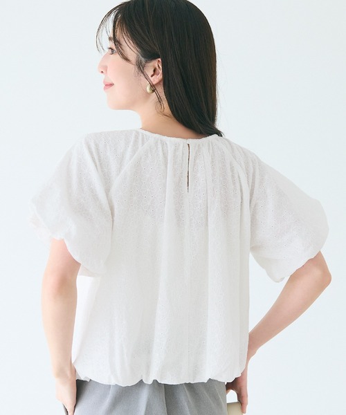 coca(coca)(コカ)の「フラワー柄レースブラウス(シャツ/ブラウス・レディース・ブラック/ホワイト・S/M/L)」の5枚目の写真
