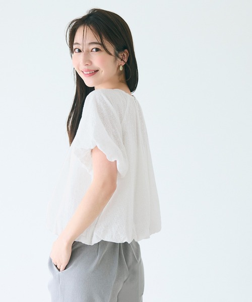 coca(coca)(コカ)の「フラワー柄レースブラウス(シャツ/ブラウス・レディース・ブラック/ホワイト・S/M/L)」の7枚目の写真