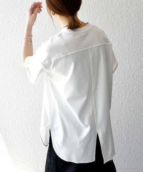 SHIPS any:〈接触冷感/汗染み防止加工/洗濯機可能〉スリット ルーズ チュニック TEE SHIPS any:〈接触冷感/汗染み防止加工/洗濯機可能〉スリット