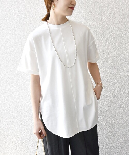 tシャツ SHIPS any:「接触冷感/汗染み防止加工/洗濯機可能」スリット ルーズ チュニック TEE レディース SHIPS any:〈接触冷感/汗染み防止加工/洗濯機可能〉スリット