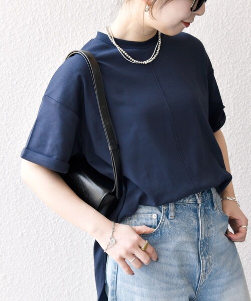 tシャツ SHIPS any:「接触冷感/汗染み防止加工/洗濯機可能」スリット ルーズ チュニック TEE レディース SHIPS any:〈接触冷感/汗染み防止加工/洗濯機可能〉スリット