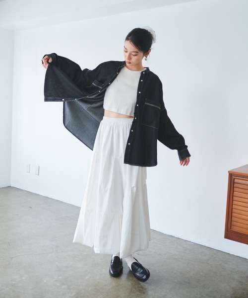 スカート indon NICOLE white スカート タックフレアスカート : ZOZOTOWN Yahoo