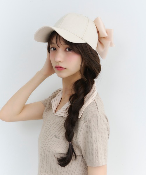 TITTY&CO.（ティティーアンドコー）の「バックリボンキャップ（キャップ・レディース・ベージュ/ピンク/ブラック・FREE）」の22枚目の写真
