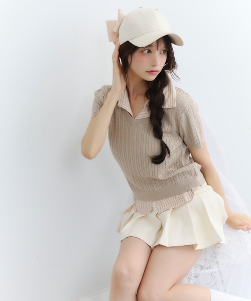 TITTY&CO.（ティティーアンドコー）の「バックリボンキャップ（キャップ・レディース・ベージュ/ピンク/ブラック・FREE）」の14枚目の写真