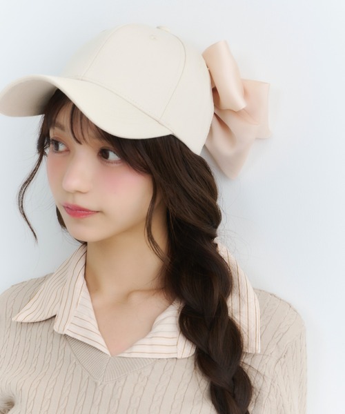 TITTY&CO.（ティティーアンドコー）の「バックリボンキャップ（キャップ・レディース・ベージュ/ピンク/ブラック・FREE）」の21枚目の写真