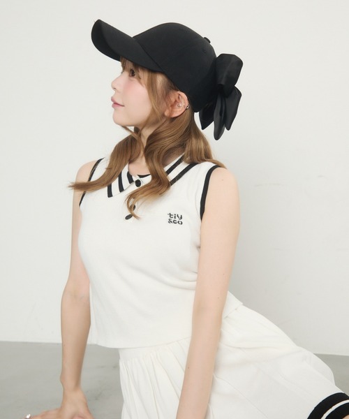 TITTY&CO.（ティティーアンドコー）の「バックリボンキャップ（キャップ・レディース・ベージュ/ピンク/ブラック・FREE）」の5枚目の写真
