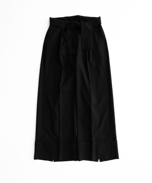 MUHET(ミュエータ)の「rolled up wide slacks pants / ロールアップワイドスラックスパンツ(スラックス・レディース・ブラック/ベージュ・SMALL/LARGE/MEDIUM)」の3枚目の写真
