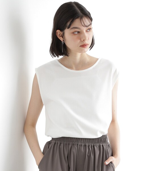THE SHOP TK (ザ ショップ ティーケー )の「前後2WAYワイドリブタンク【洗濯機OK】(タンクトップ・レディース・ブラック/オフホワイト/スミクロ・12/13)」の2枚目の写真