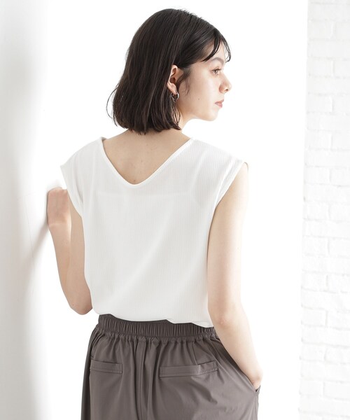 THE SHOP TK (ザ ショップ ティーケー )の「前後2WAYワイドリブタンク【洗濯機OK】(タンクトップ・レディース・ブラック/オフホワイト/スミクロ・12/13)」の5枚目の写真