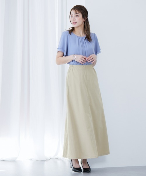 売れ切れましたロングスカート♡ セール】高身長 接触冷感ライトチノAラインロングスカート