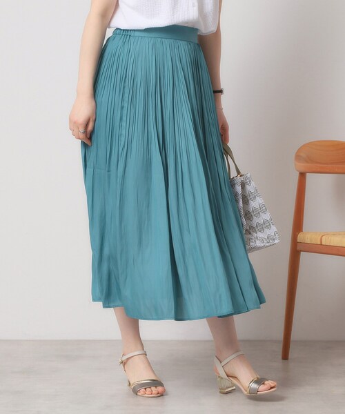 ITS'DEMO（イッツデモ）の「◆【手洗い可／ウエストゴム】サテンプリーツスカート（スカート・レディース・ベージュ/ピンク系/グリーン/アイボリー・00）」の3枚目の写真