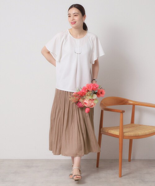 ITS'DEMO（イッツデモ）の「◆【手洗い可／ウエストゴム】サテンプリーツスカート（スカート・レディース・ベージュ/ピンク系/グリーン/アイボリー・00）」の14枚目の写真