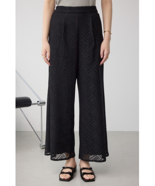 AZUL by moussy（アズールバイマウジー）の「レースワイドパンツ（スラックス・レディース・ブラック/アイボリー・MEDIUM/SMALL）」の16枚目の写真