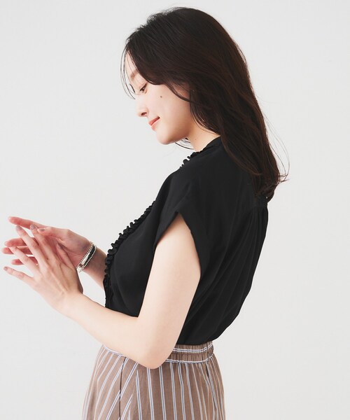 セール】【接触冷感/吸水速乾/UVケア】フィブリルフリルブラウス