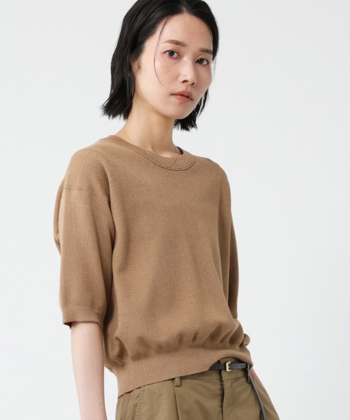 BABYLONE（バビロン）の「シャイニー5分袖プルオーバー（Tシャツ/カットソー・レディース・ブラック/ベージュ/サックスブルー・フリー）」の3枚目の写真