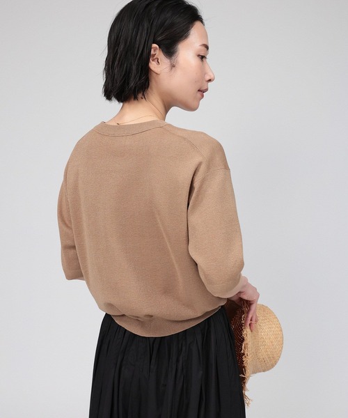 BABYLONE（バビロン）の「シャイニー5分袖プルオーバー（Tシャツ/カットソー・レディース・ブラック/ベージュ/サックスブルー・フリー）」の8枚目の写真