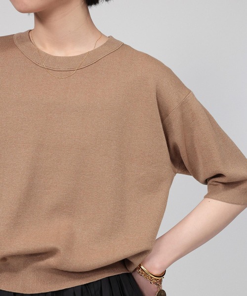 BABYLONE（バビロン）の「シャイニー5分袖プルオーバー（Tシャツ/カットソー・レディース・ブラック/ベージュ/サックスブルー・フリー）」の9枚目の写真