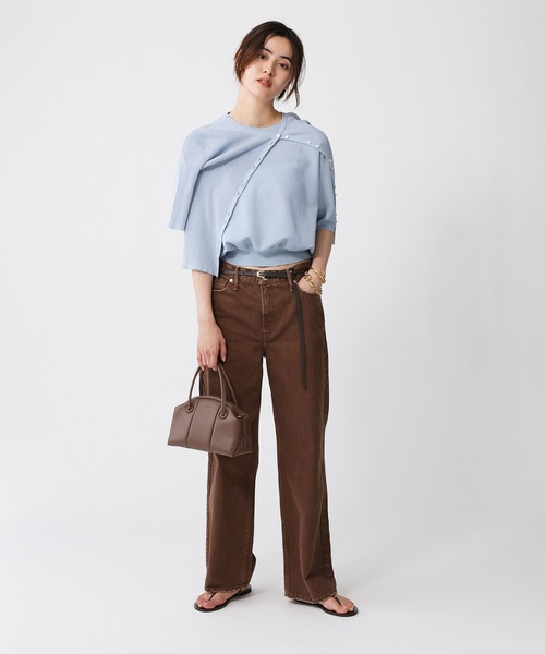 BABYLONE ペーパーフレンチ袖プルオーバー　チャコール BABYLONE ペーパーフレンチ袖プルオーバー チャコール BABYLONE