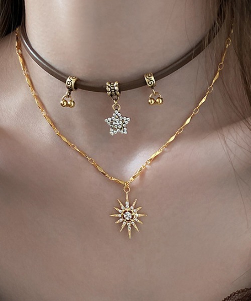 Vipoa（ヴィポア）の「Star＆Sun Double Choker Necklace（ネックレス・レディース・ゴールド・FREE）」の11枚目の写真