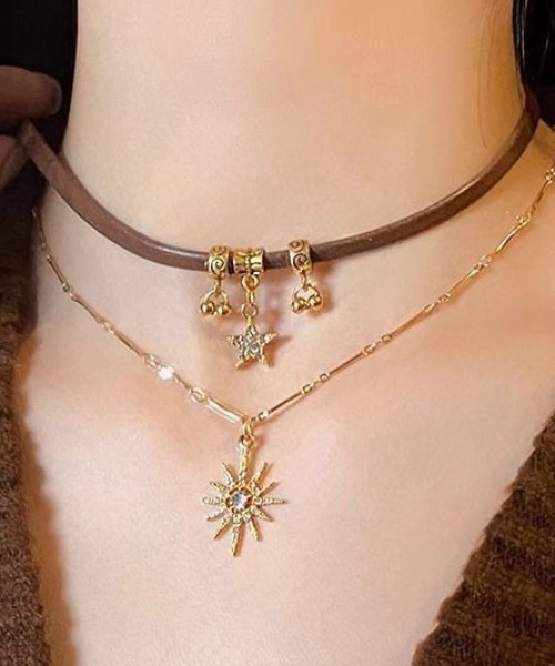 Vipoa（ヴィポア）の「Star＆Sun Double Choker Necklace（ネックレス・レディース・ゴールド・FREE）」の22枚目の写真