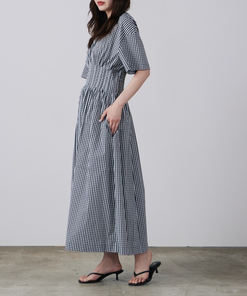 新品】LE CIEL BLEU ラウンドフォームドレスギンガムチェック
