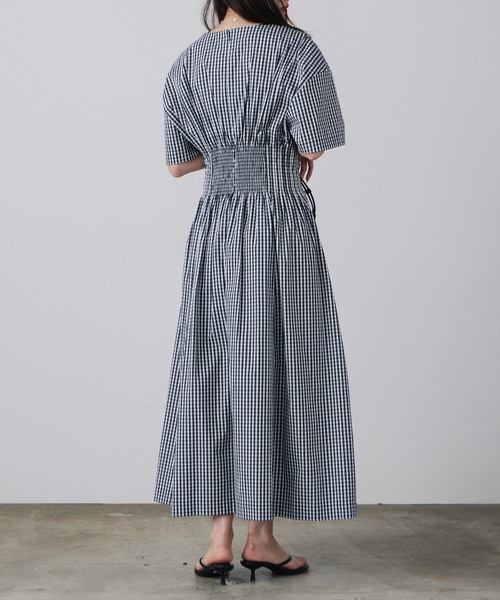 LE CIEL BLEU/ルシェルブルー Gingham Check Round Form Dress