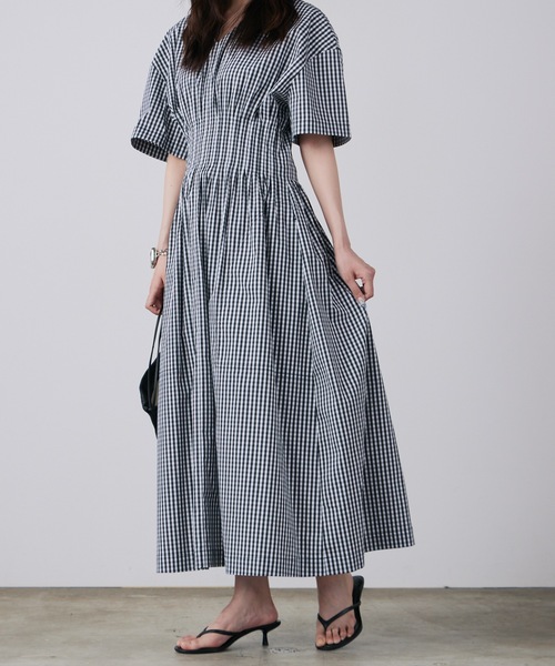 LE CIEL BLEU（ルシェルブルー）の「LE CIEL BLEU/ルシェルブルー Gingham Check Round Form Dress ギンガムチェックラウンドフォームドレス（ドレス・レディース・ブラック・38/36）」の15枚目の写真