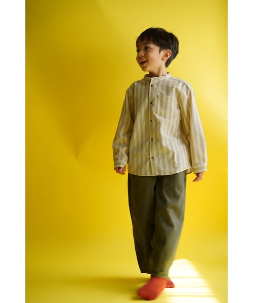 Catchup（ケチャップ）の「【Catchup】コットンストライプシャツ（シャツ/ブラウス・キッズ・ブルー/グリーン/ベージュ・120㎝/130㎝/150cm/90㎝/100㎝/110㎝/140㎝）」の9枚目の写真