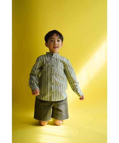 Catchup（ケチャップ）の「【Catchup】コットンストライプシャツ（シャツ/ブラウス・キッズ・ブルー/グリーン/ベージュ・120㎝/130㎝/150cm/90㎝/100㎝/110㎝/140㎝）」の8枚目の写真