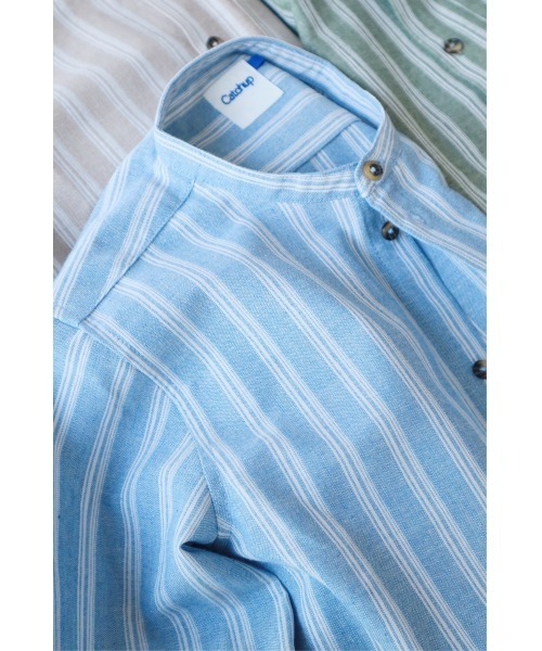 Catchup（ケチャップ）の「【Catchup】コットンストライプシャツ（シャツ/ブラウス・キッズ・ブルー/グリーン/ベージュ・120㎝/130㎝/150cm/90㎝/100㎝/110㎝/140㎝）」の5枚目の写真