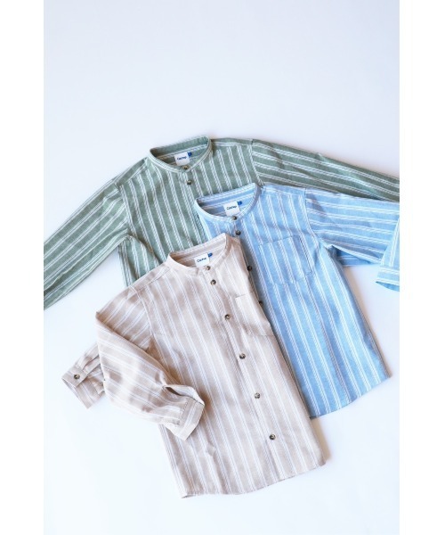 Catchup（ケチャップ）の「【Catchup】コットンストライプシャツ（シャツ/ブラウス・キッズ・ブルー/グリーン/ベージュ・120㎝/130㎝/150cm/90㎝/100㎝/110㎝/140㎝）」の21枚目の写真