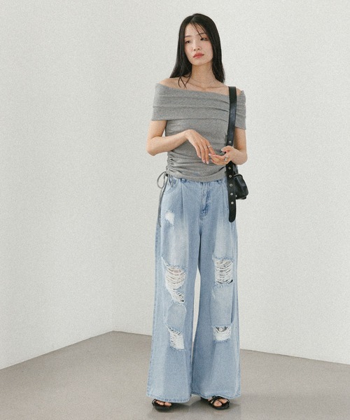 Heather(ヘザー)の「サイドドロストカットTEE 497305(Tシャツ/カットソー・レディース・ホワイト/ブラック/グレー・FREE)」の22枚目の写真