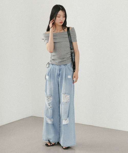Heather(ヘザー)の「サイドドロストカットTEE 497305(Tシャツ/カットソー・レディース・ホワイト/ブラック/グレー・FREE)」の21枚目の写真