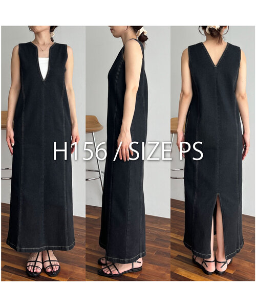 CAPRICIEUX LE'MAGE（カプリシューレマージュ）の「Iラインデニムワンピース（ワンピース・レディース・ブラック・FREE/PS）」の2枚目の写真