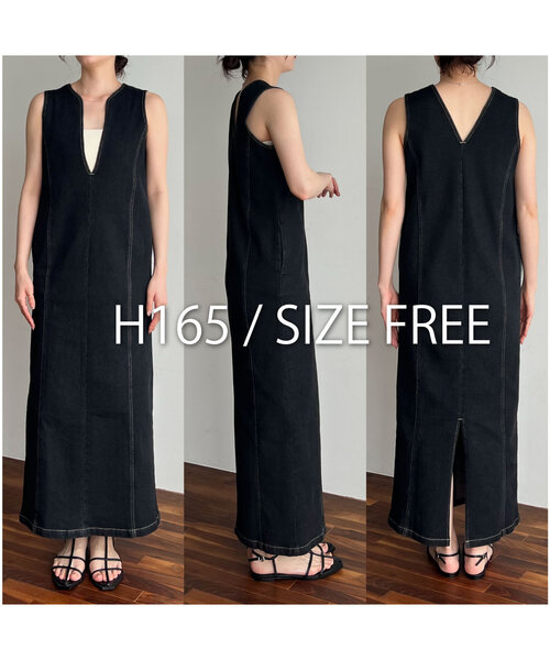 CAPRICIEUX LE'MAGE（カプリシューレマージュ）の「Iラインデニムワンピース（ワンピース・レディース・ブラック・FREE/PS）」の4枚目の写真