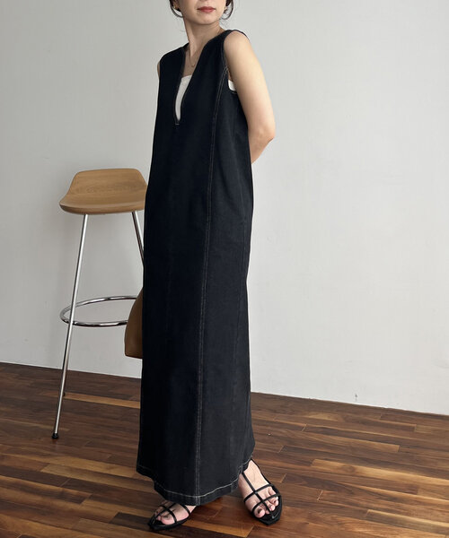 CAPRICIEUX LE'MAGE（カプリシューレマージュ）の「Iラインデニムワンピース（ワンピース・レディース・ブラック・FREE/PS）」の10枚目の写真