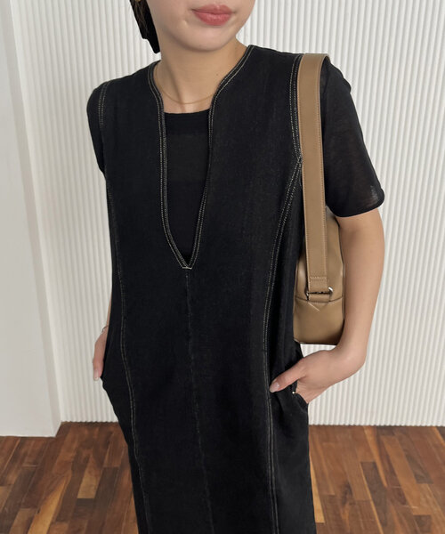 CAPRICIEUX LE'MAGE（カプリシューレマージュ）の「Iラインデニムワンピース（ワンピース・レディース・ブラック・FREE/PS）」の18枚目の写真