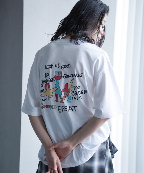 Mark Gonzales(マーク・ゴンザレス)の「【MARK GONZALES/マークゴンザレス 別注】ロゴプリントオーバーサイズTシャツ(Tシャツ/カットソー・メンズ・ブラック/ホワイト・L/M/S/LL)」の1枚目の写真