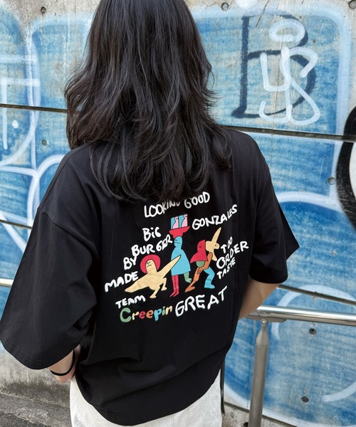 Mark Gonzales(マーク・ゴンザレス)の「【MARK GONZALES/マークゴンザレス 別注】ロゴプリントオーバーサイズTシャツ(Tシャツ/カットソー・メンズ・ブラック/ホワイト・L/M/S/LL)」の3枚目の写真
