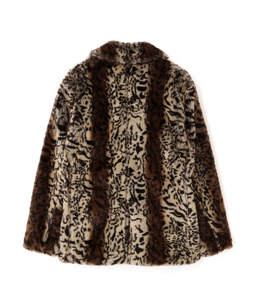 SchottレオーパードフェイクファーシングルピーコートL豹柄ボアショット Schott/ショット/LEOPARD FUR PEACOAT/レオパード ファー