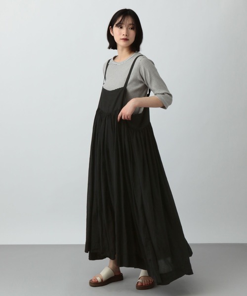スタディオクリップ　ナチュバイ リネン切替ボイルキャミワンピース　美品 studio CLIP｜《natural by clip》リネン × ボイル切り替え